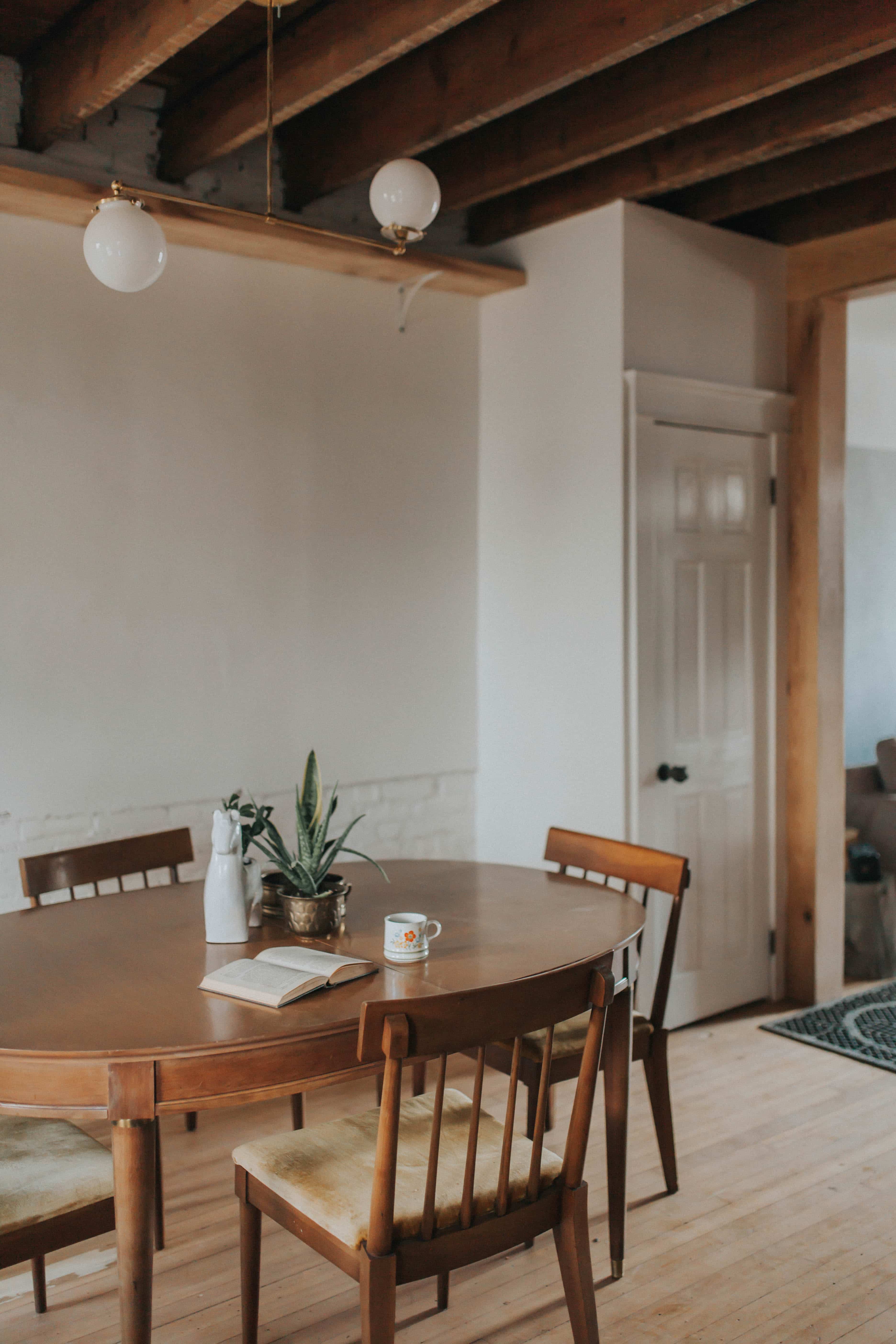 Vintage table and chairs in staged home