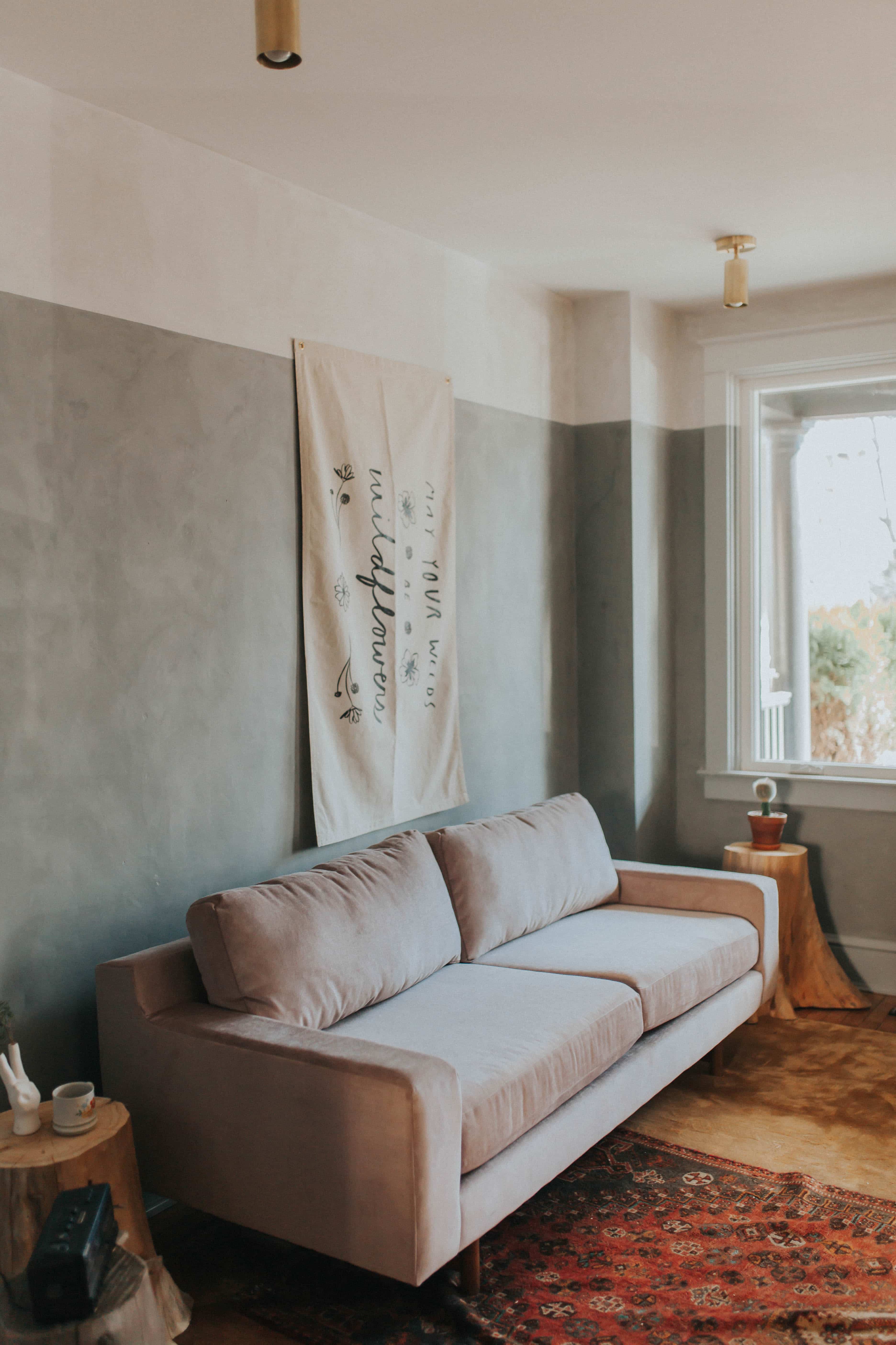 parative flag hanging in staged home