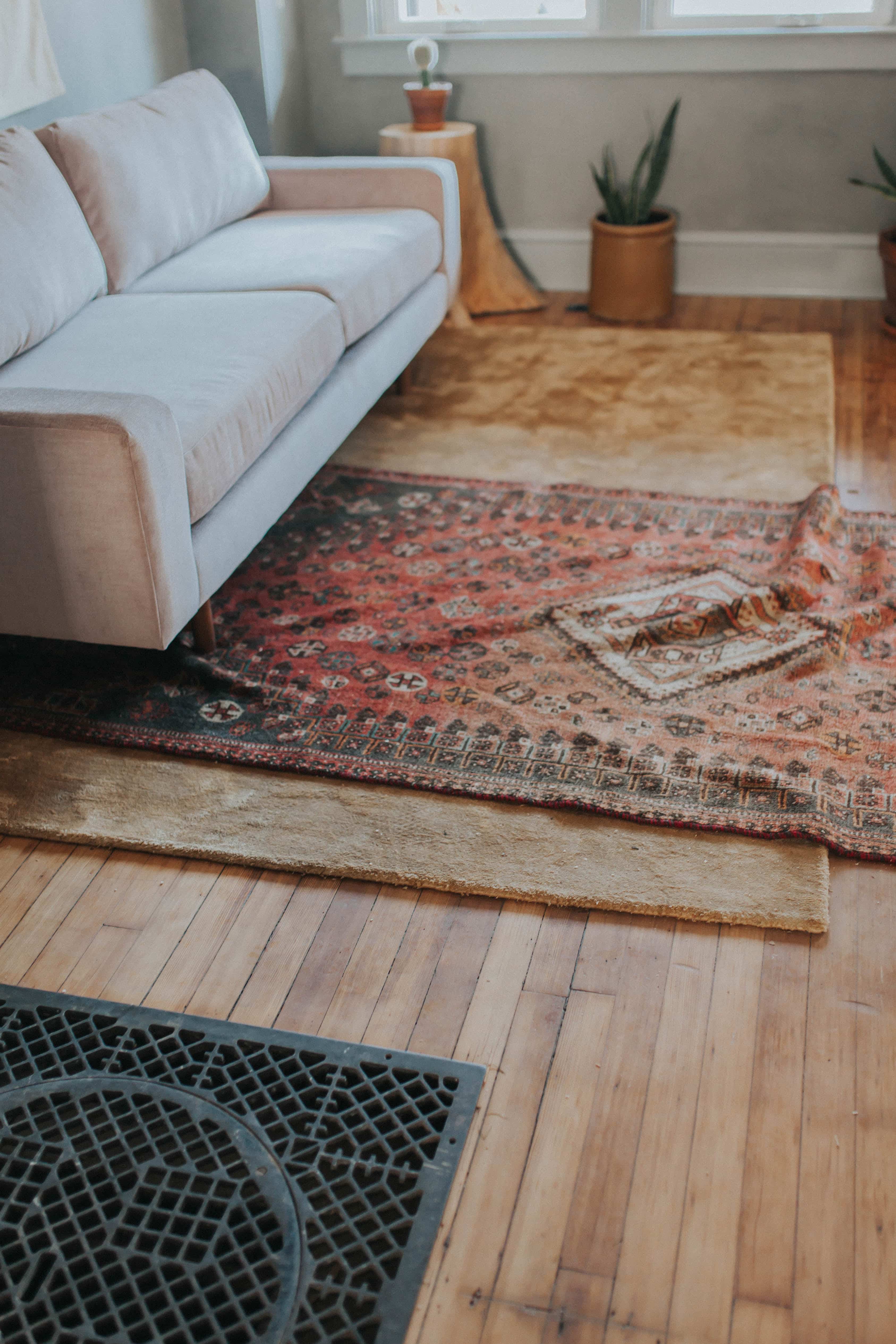 Persian rug in lime washed room renovation in Lancaster