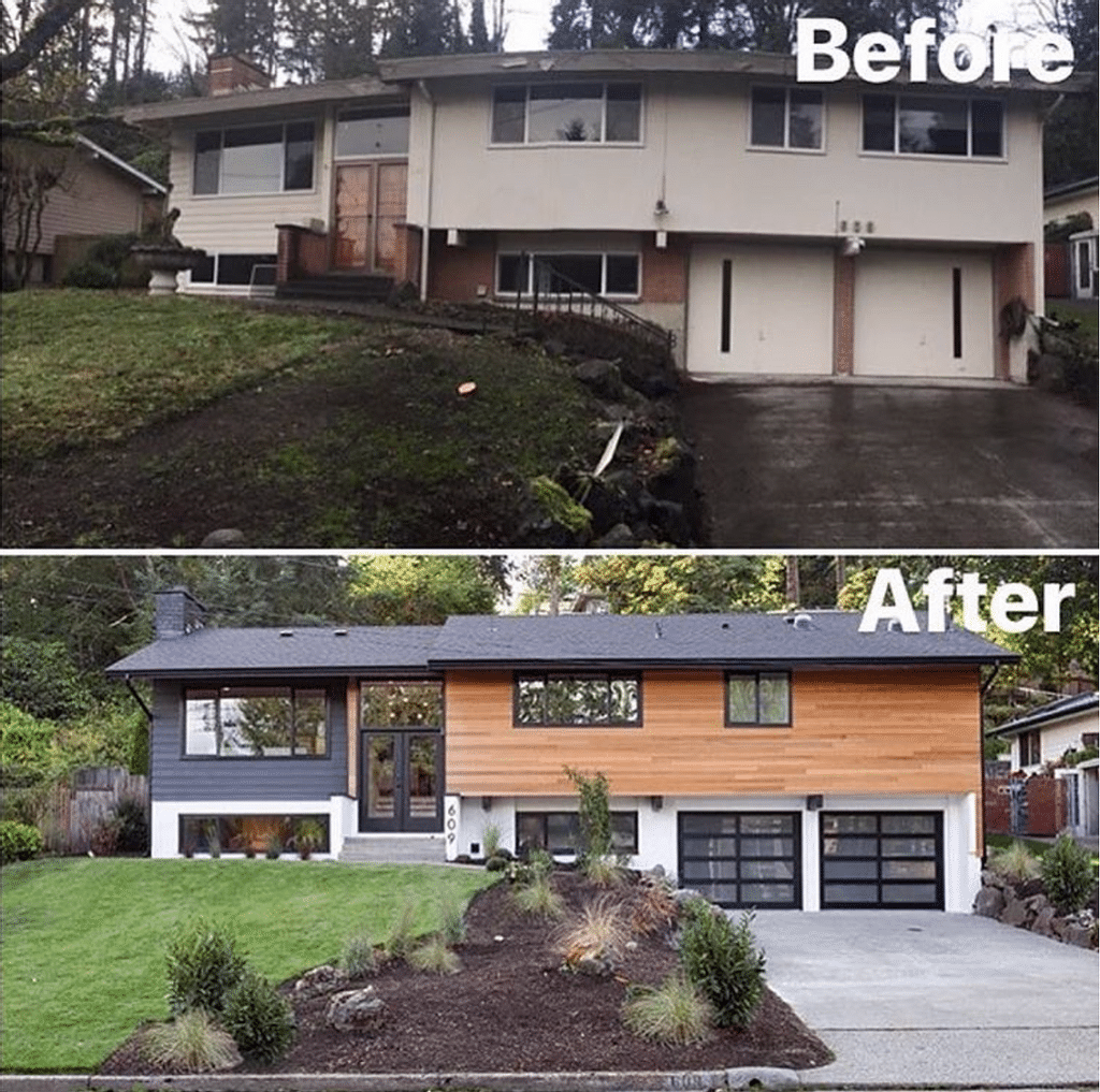 split level homes before and after